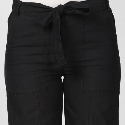 Women's Black Denim Trousers with belt