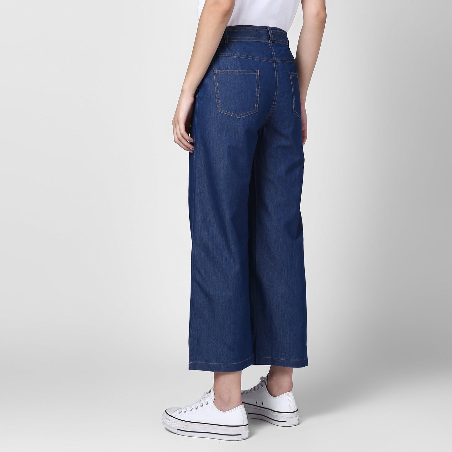 Women's Blue Denim Trousers with belt