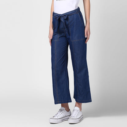 Women's Blue Denim Trousers with belt