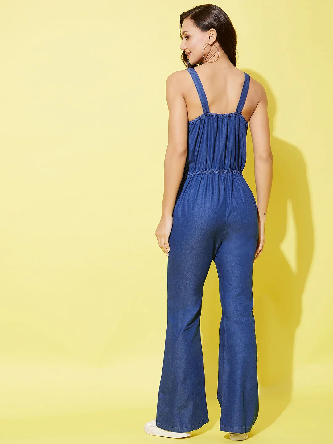 Women's Denim Jumpsuit With Shoulder Straps