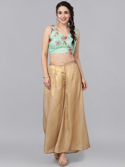 Women's  Gold-Toned Solid Flared Palazzos