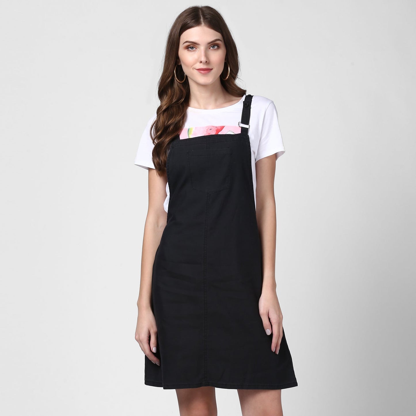 Women's Black Denim Dungaree Dress(t -shirt not included)