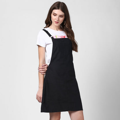 Women's Black Denim Dungaree Dress(t -shirt not included)