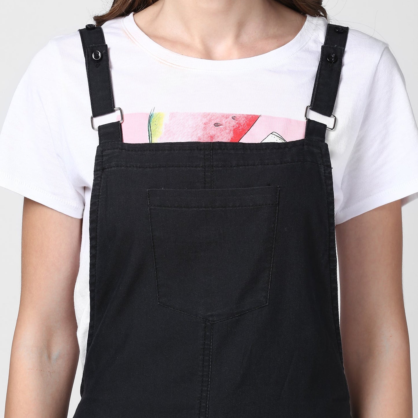 Women's Black Denim Dungaree Dress(t -shirt not included)