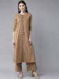 Women's  Brown & Blue Printed Layered Kurta with Palazzos
