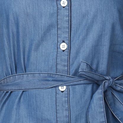 Women's Light Blue Denim Dress with Straps (inner not included)