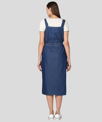 Women's Navy Blue Denim Dress with Straps (inner not included)