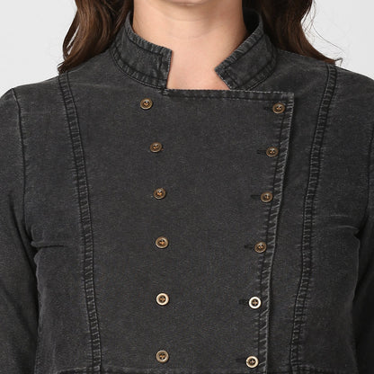 Women's Black Denim Double Breast style Top