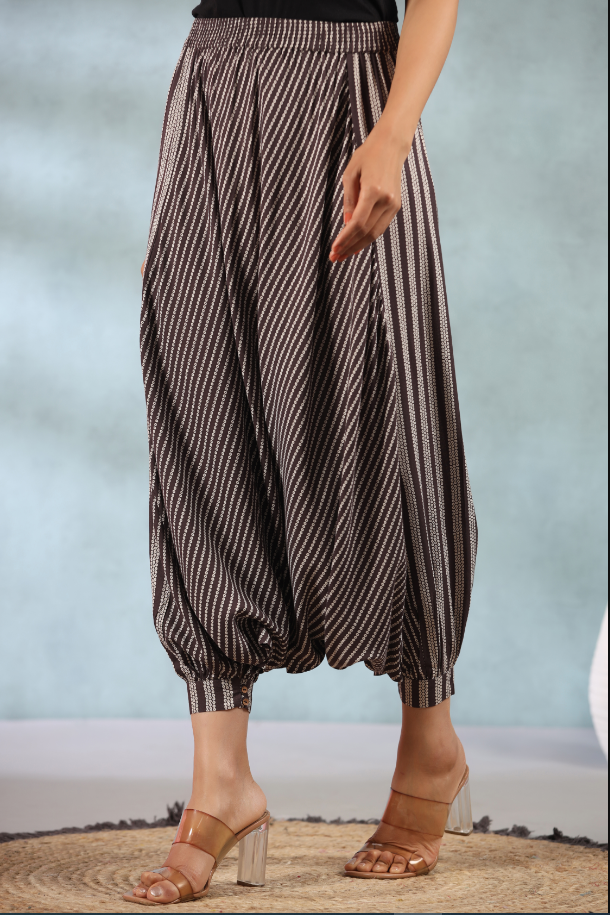 Women's Brown Rayon Printed Harem Pant.