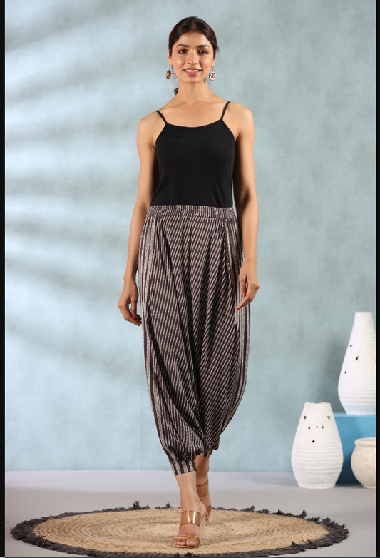 Women's Brown Rayon Printed Harem Pant.