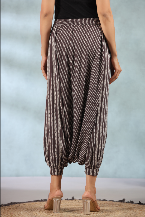 Women's Brown Rayon Printed Harem Pant.