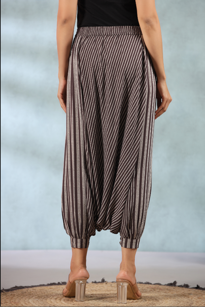 Women's Brown Rayon Printed Harem Pant.