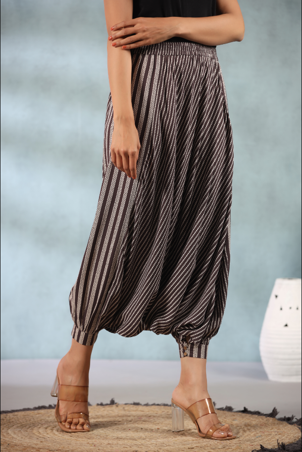 Women's Brown Rayon Printed Harem Pant.