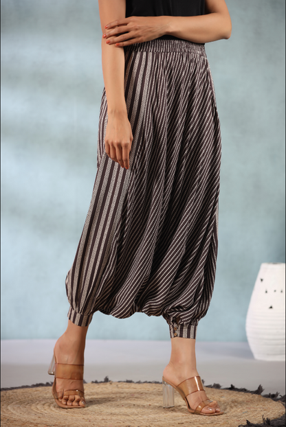 Women's Brown Rayon Printed Harem Pant.