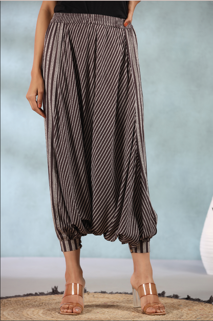 Women's Brown Rayon Printed Harem Pant.