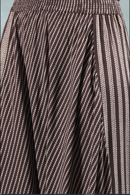 Women's Brown Rayon Printed Harem Pant.
