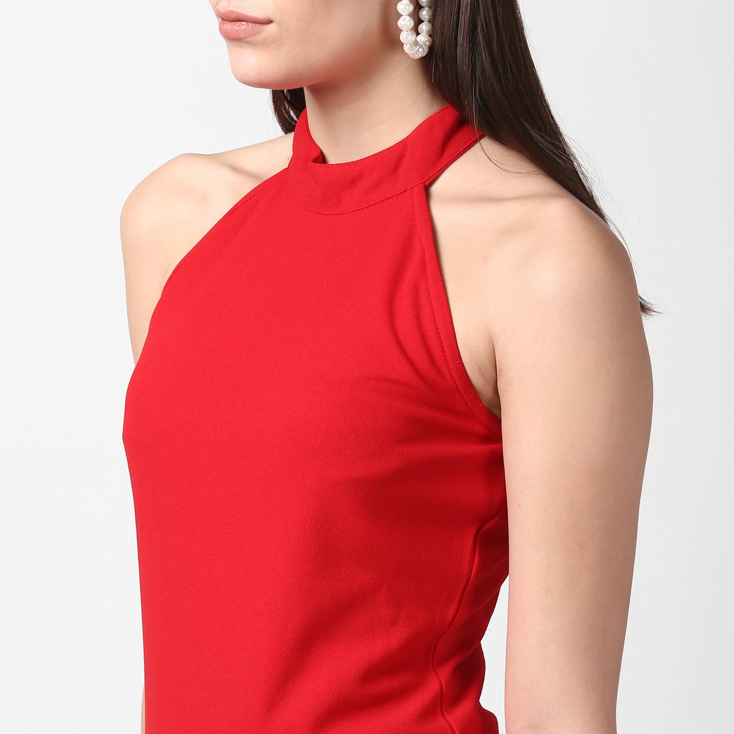 Women's Red Asymmetrical Lace Dress