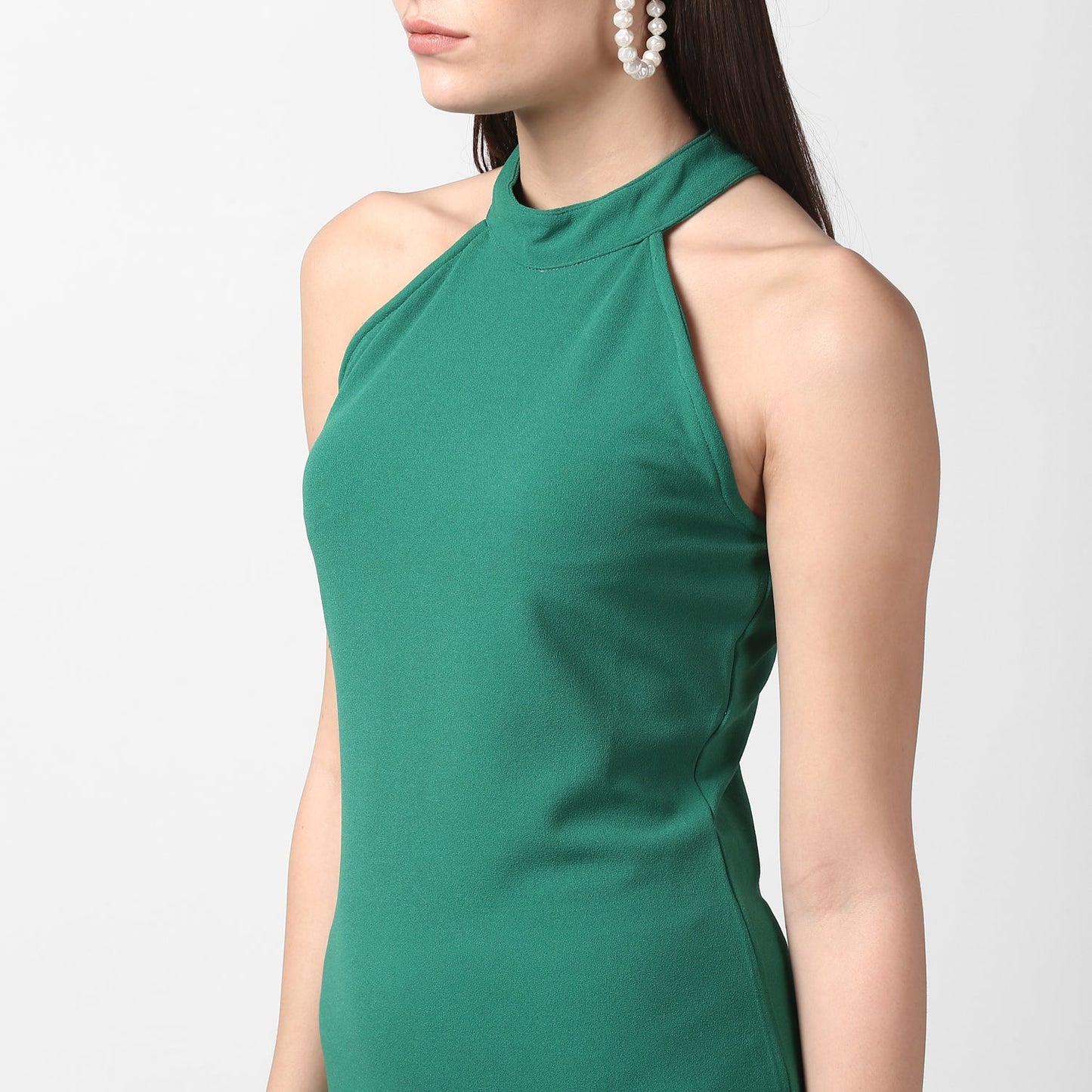 Women's Green Asymmetrical Lace Dress