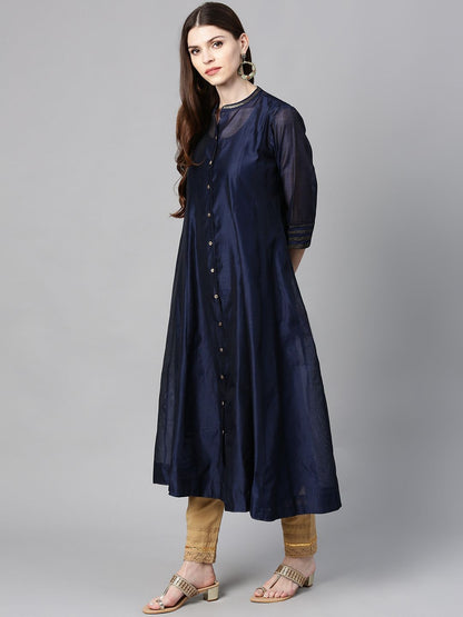 Women's Chanderi Embellished Jacket Style 2 Piece Kurta
