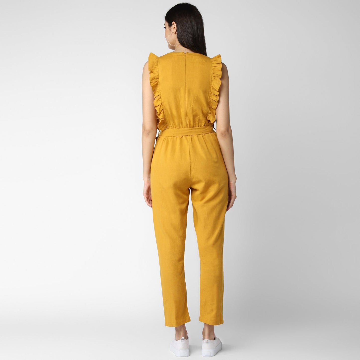 Women's Cotton Linen Yellow Jumpsuit