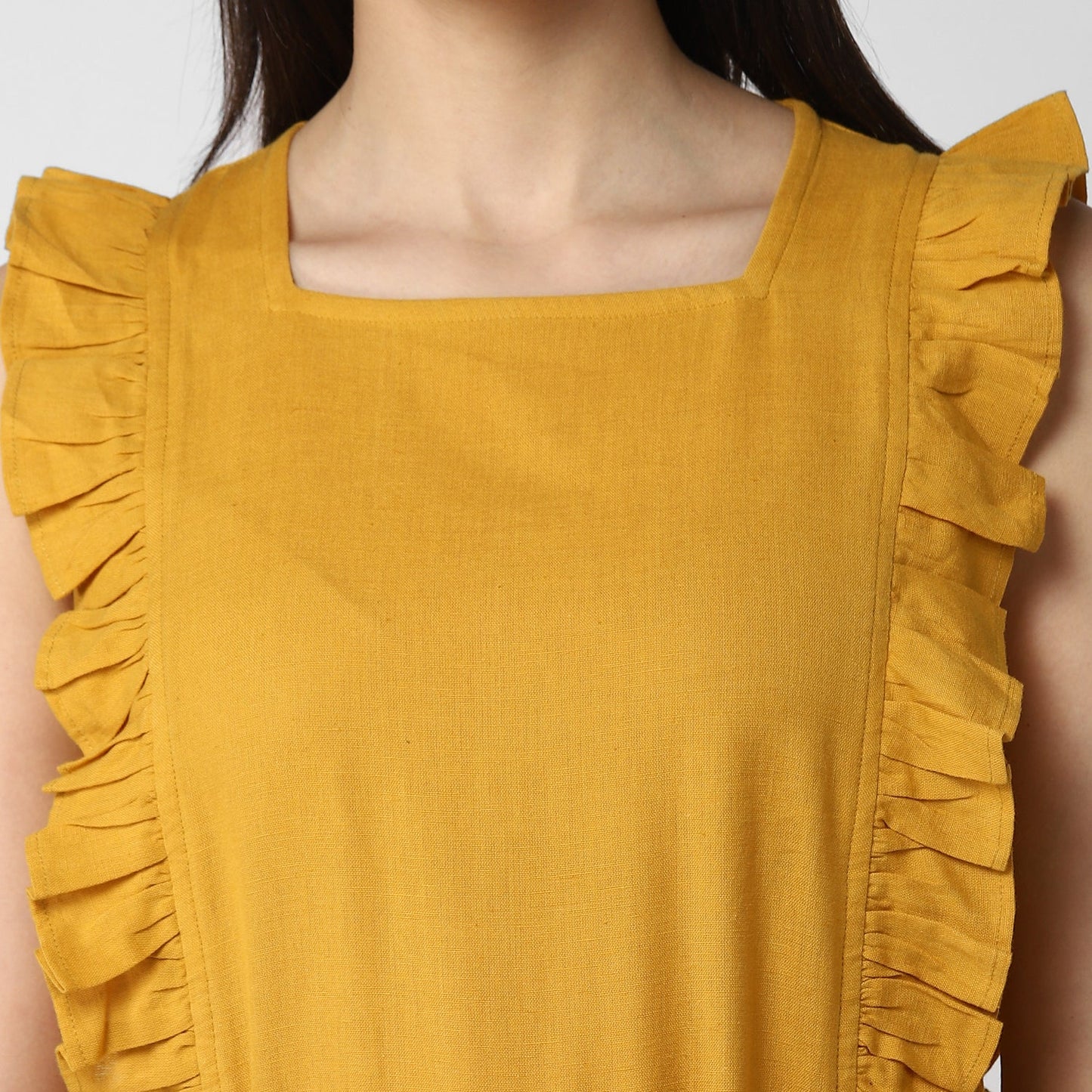 Women's Cotton Linen Yellow Jumpsuit
