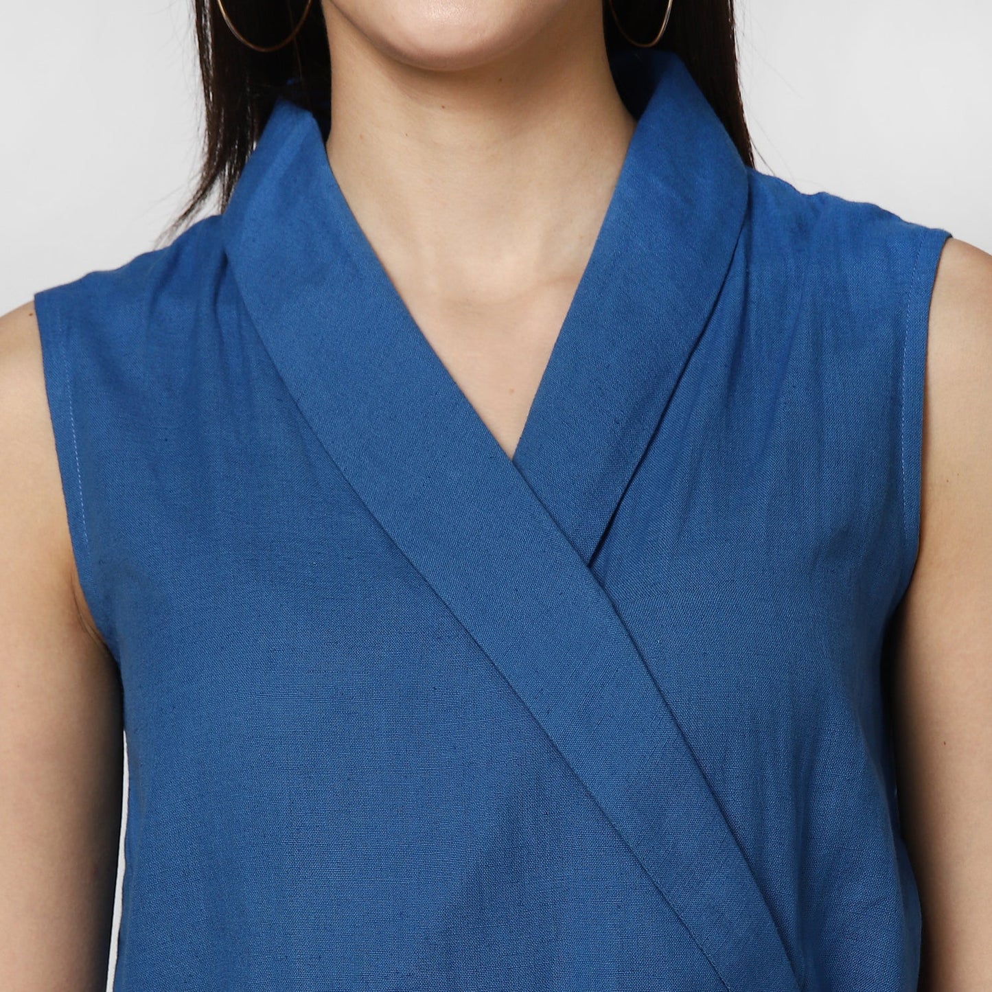 Women's Cotton Linen Blue Jumpsuit