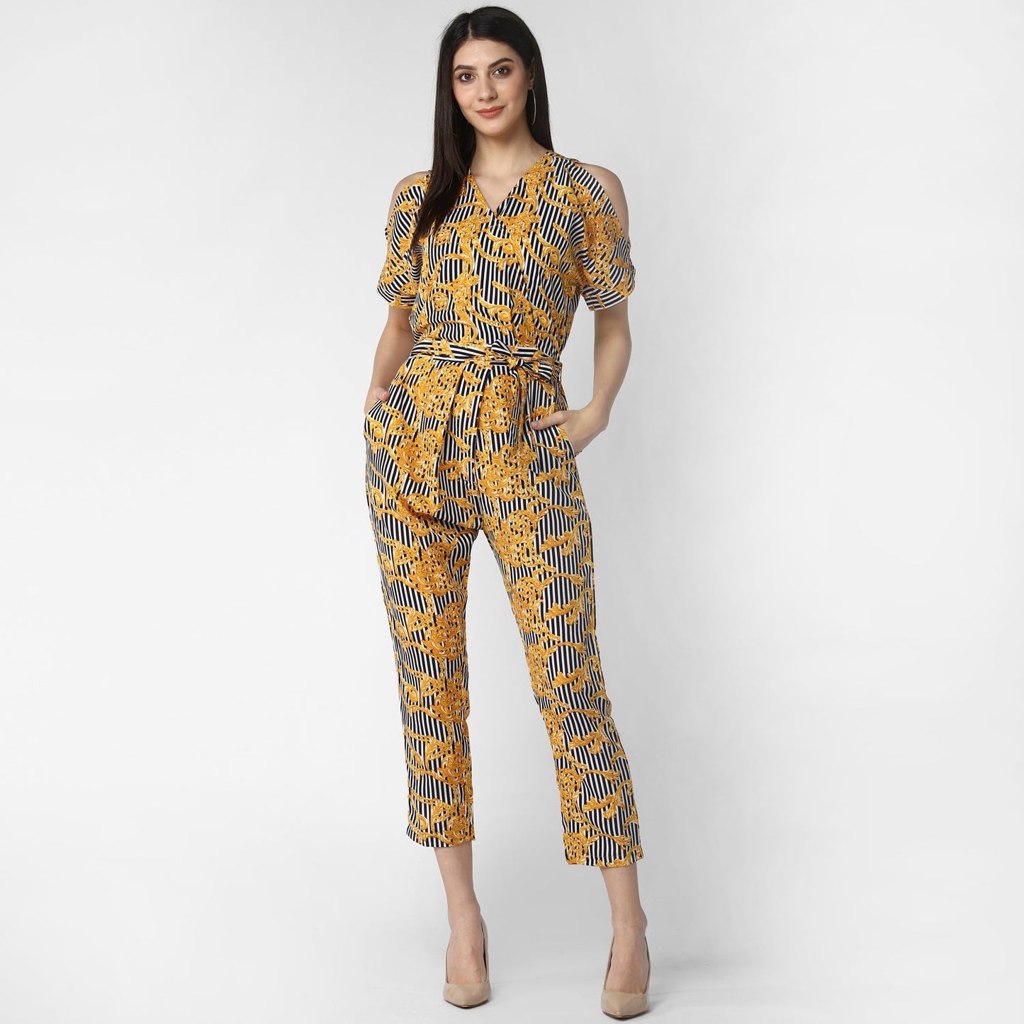 Women's Crepe Cold Shoulder Jumpsuit