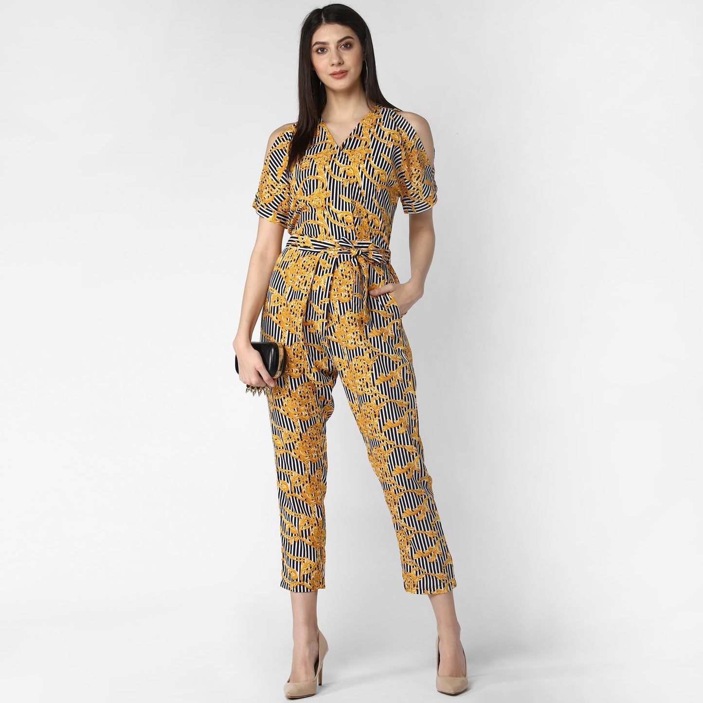 Women's Crepe Cold Shoulder Jumpsuit