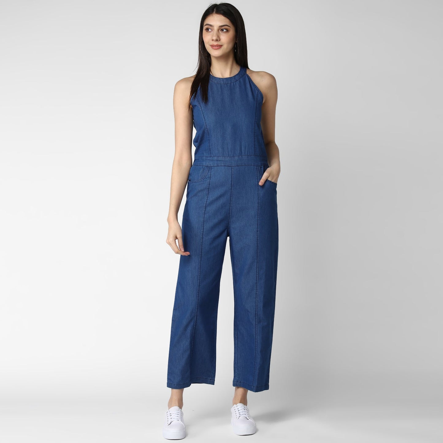 Women's Denim Sleeveless Jumpsuit