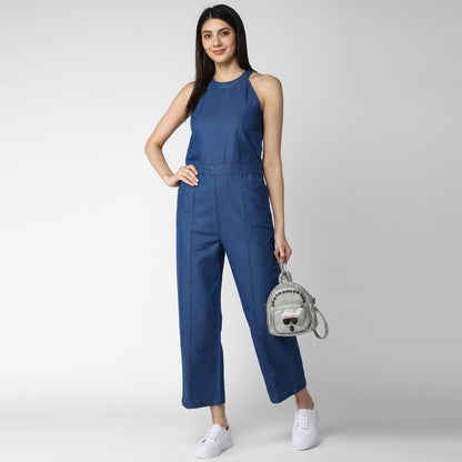 Women's Denim Sleeveless Jumpsuit
