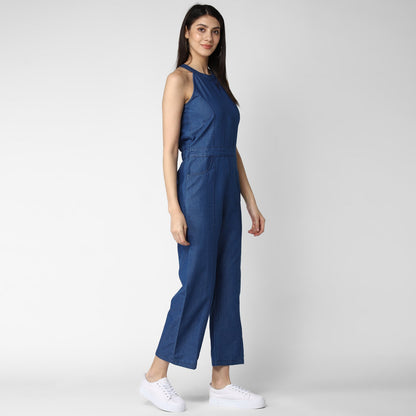 Women's Denim Sleeveless Jumpsuit