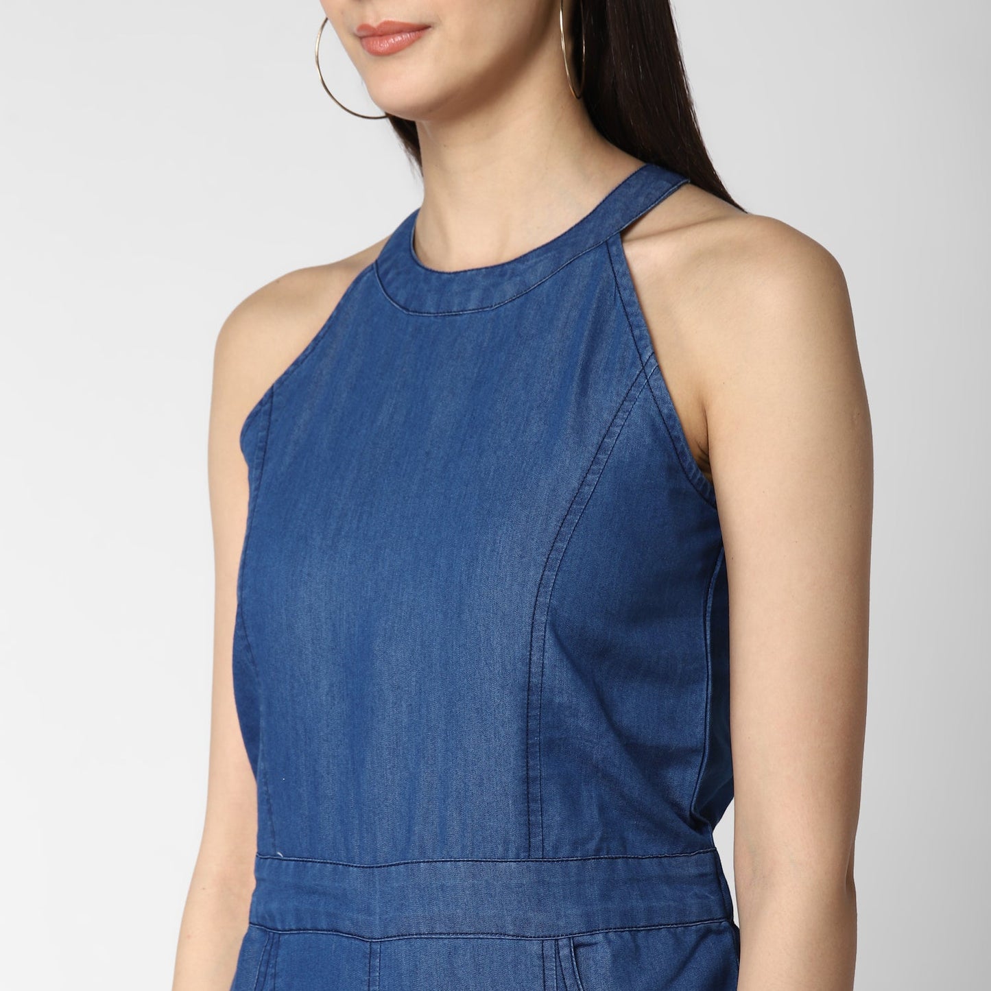 Women's Denim Sleeveless Jumpsuit