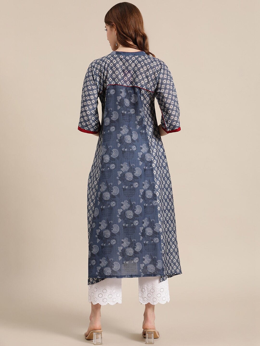 Women's Blue Ethnic Motifs Printed Kurta