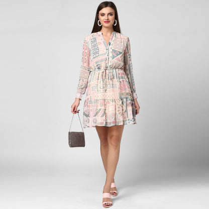 Women's Chiffon Dress with waist drawstring