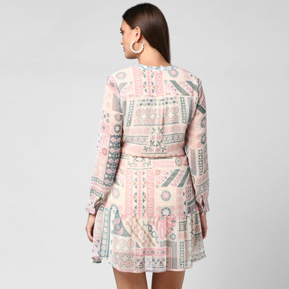 Women's Chiffon Dress with waist drawstring