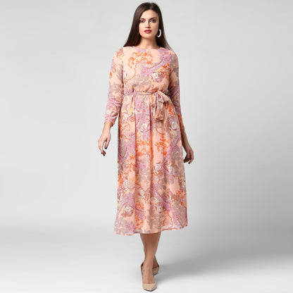 Women's Peach Georgette Dress