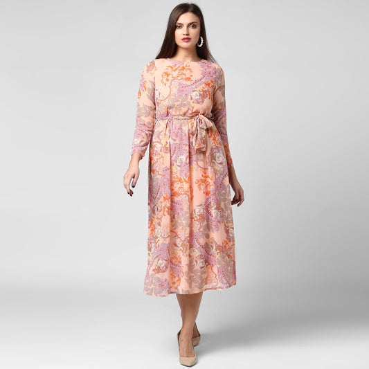 Women's Peach Georgette Dress