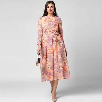 Women's Peach Georgette Dress