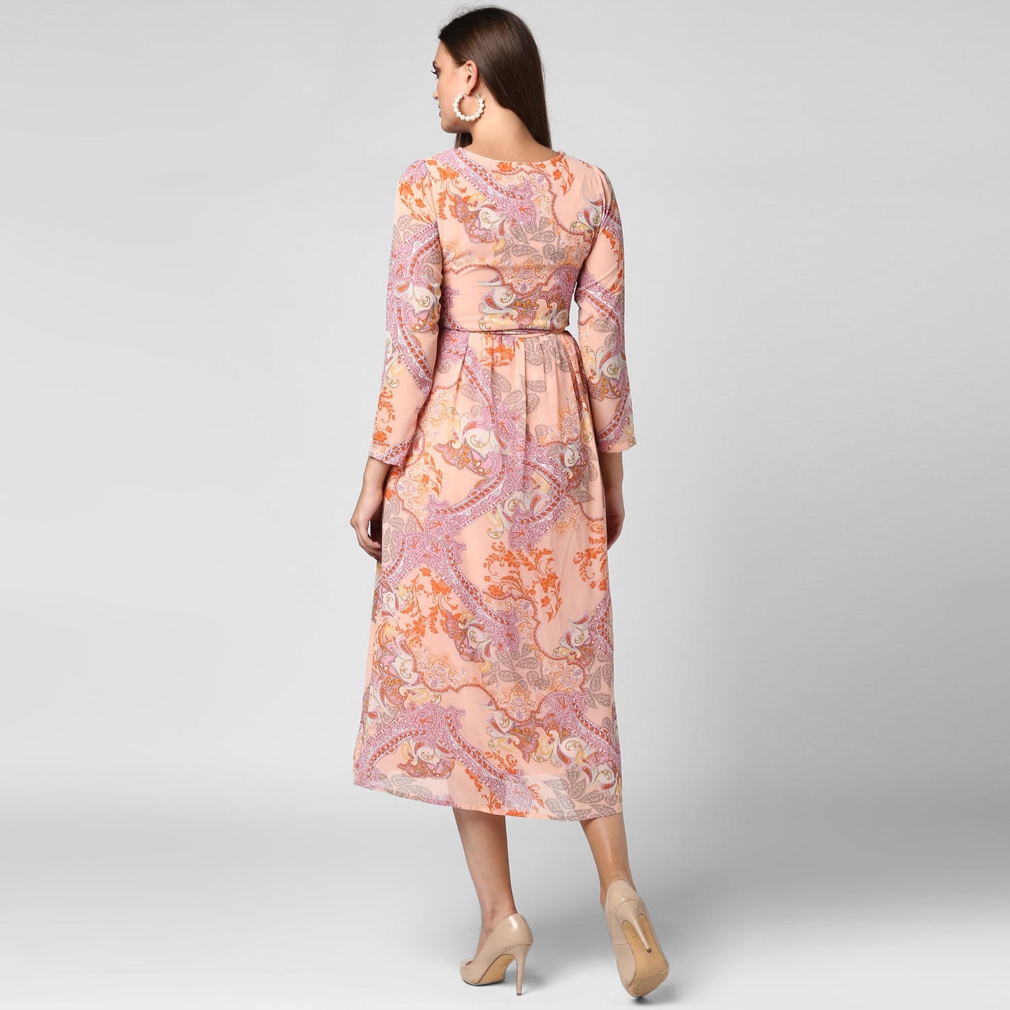 Women's Peach Georgette Dress