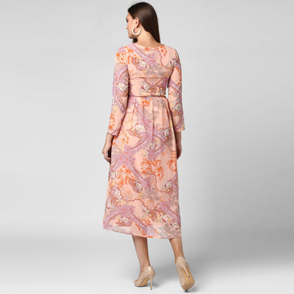Women's Peach Georgette Dress