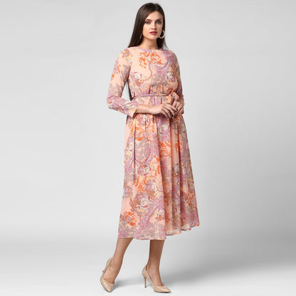 Women's Peach Georgette Dress