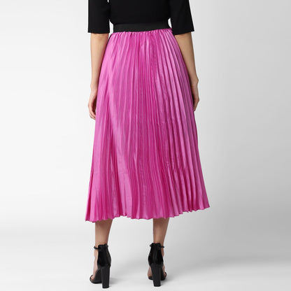 Women's Lavender Satin Pleated Skirt