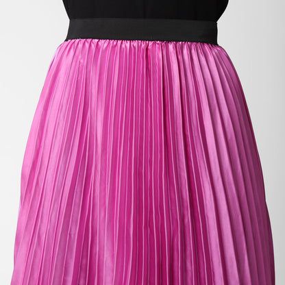 Women's Lavender Satin Pleated Skirt