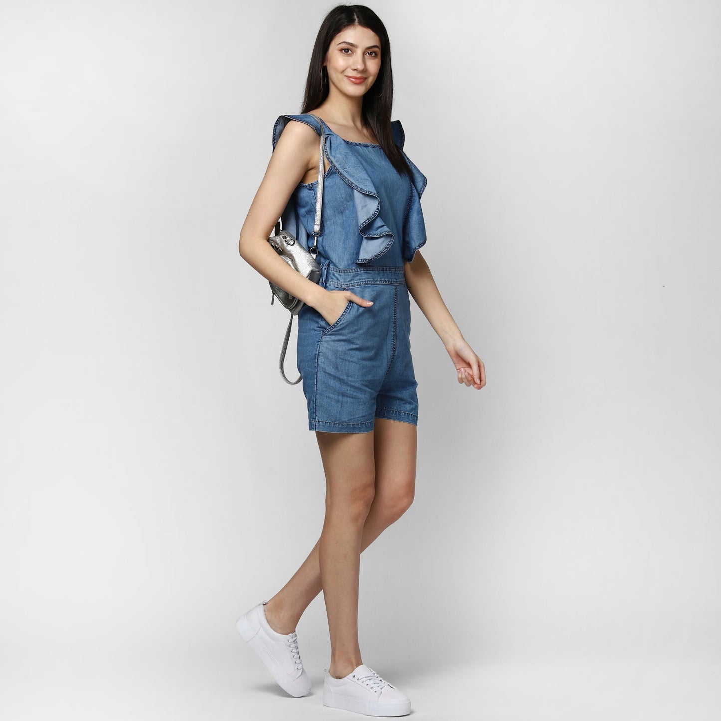 Women's Denim Ruffle Style Playsuit