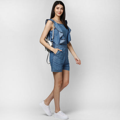 Women's Denim Ruffle Style Playsuit