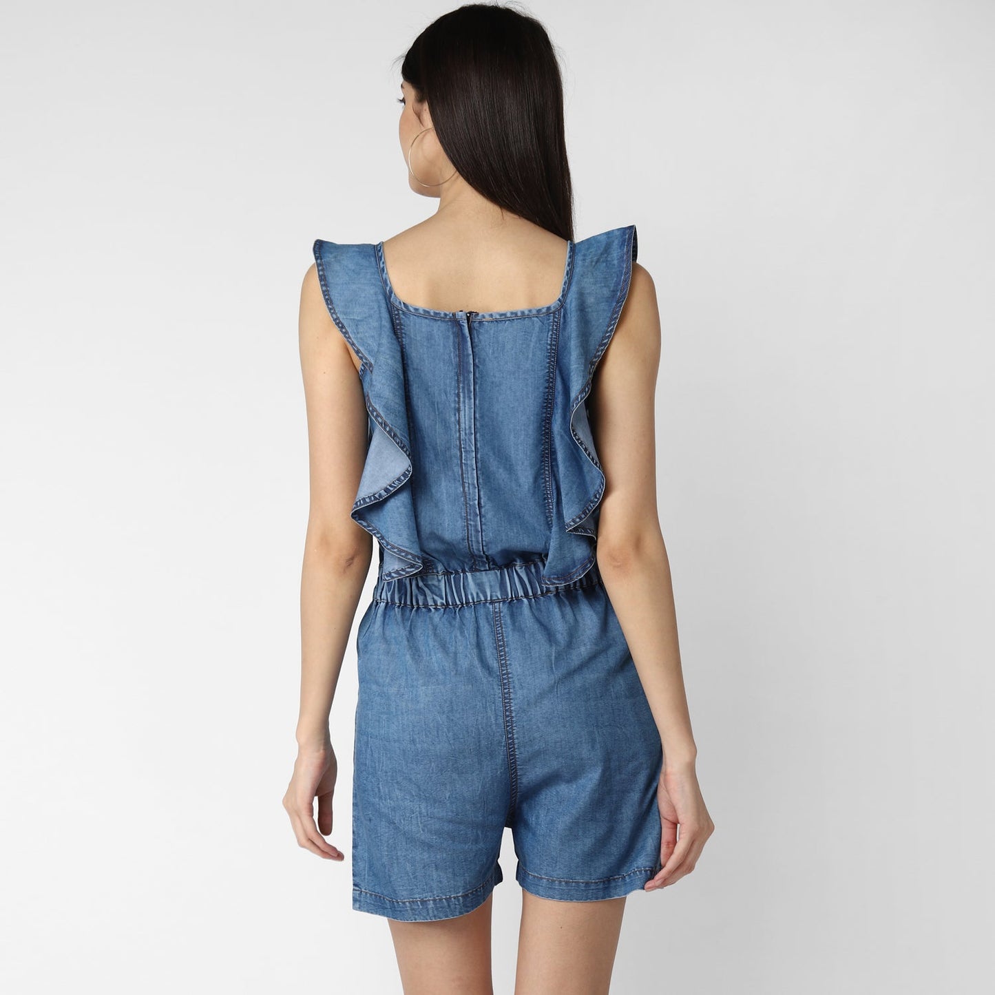 Women's Denim Ruffle Style Playsuit