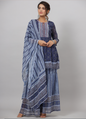 Women's Yellow Georgette Geometric Printed Kurta Sharara & Dupatta Set.