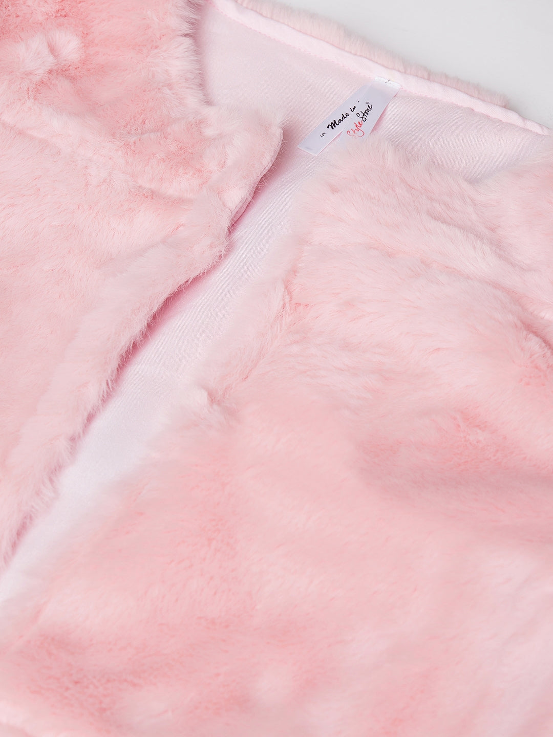 Women's Pink Faux Fur Open Jacket