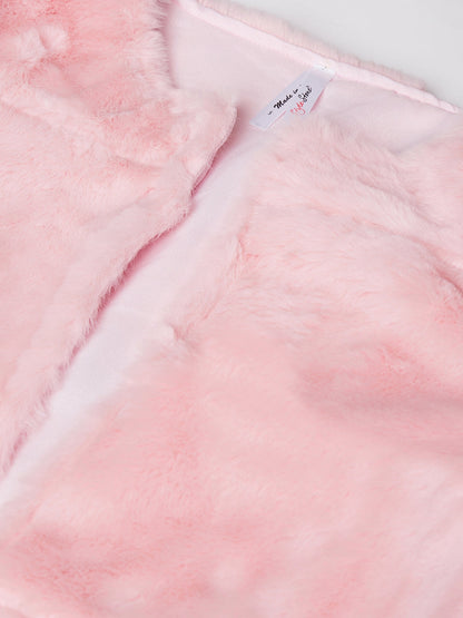 Women's Pink Faux Fur Open Jacket