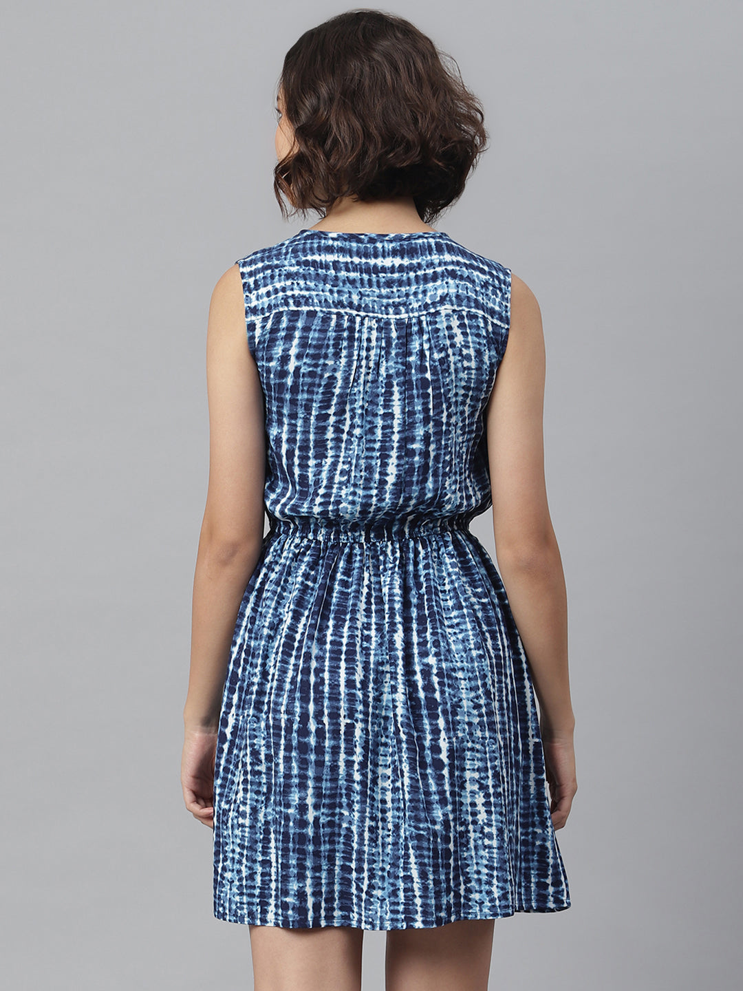 Women's Blue Tie & Dye Printed Dress